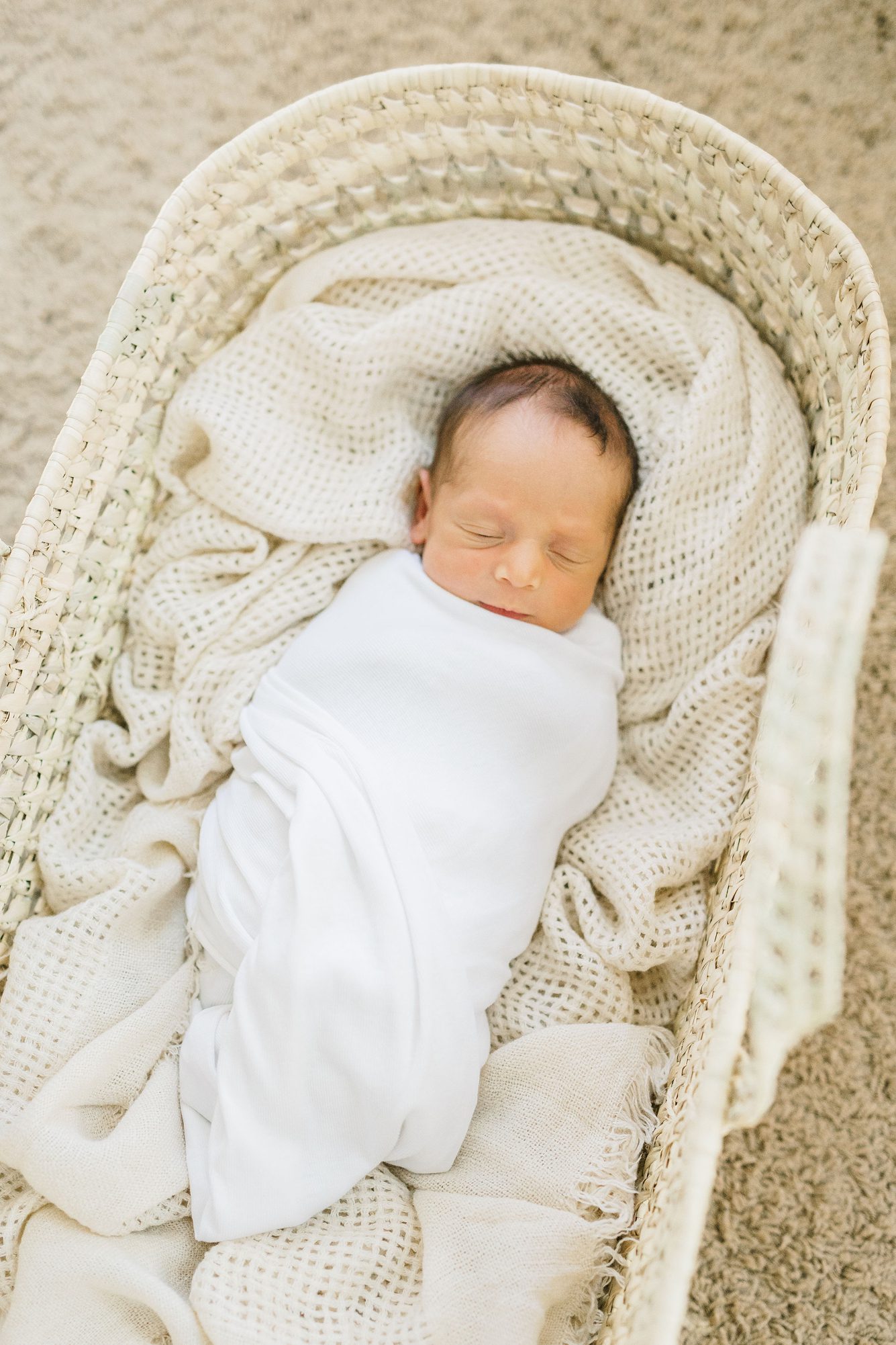 Baby in moses basket. Photo by LRG Portraits