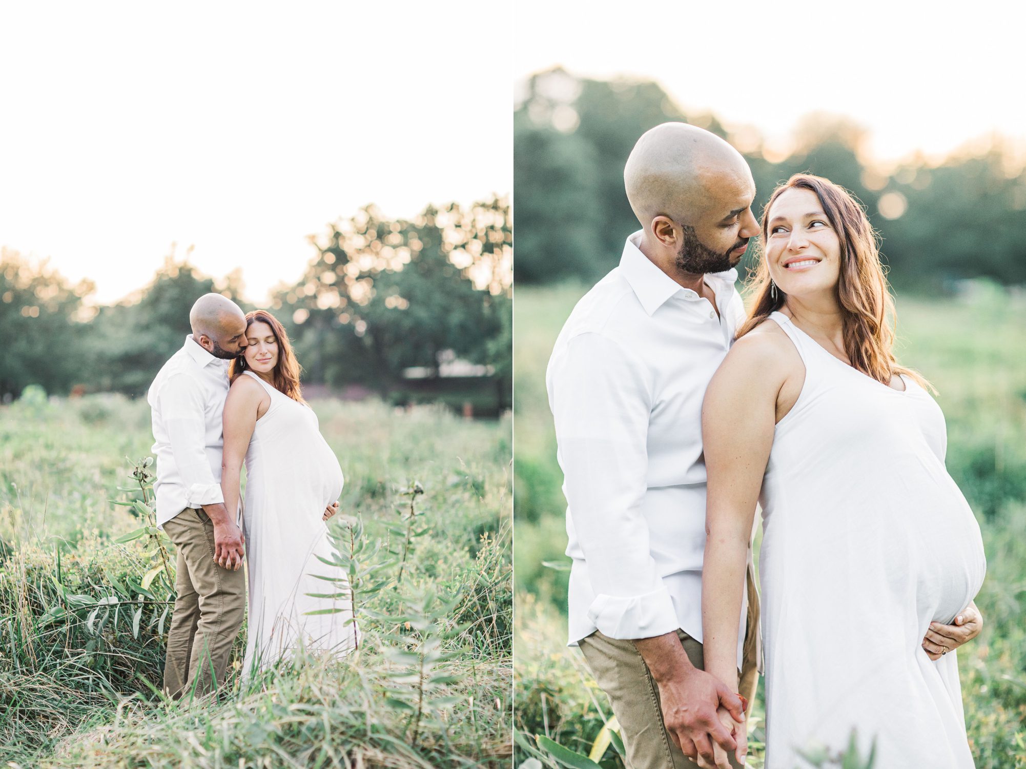 Mom and Dad embracing during maternity session by Washington DC Maternity photographer, LRG Portraits.