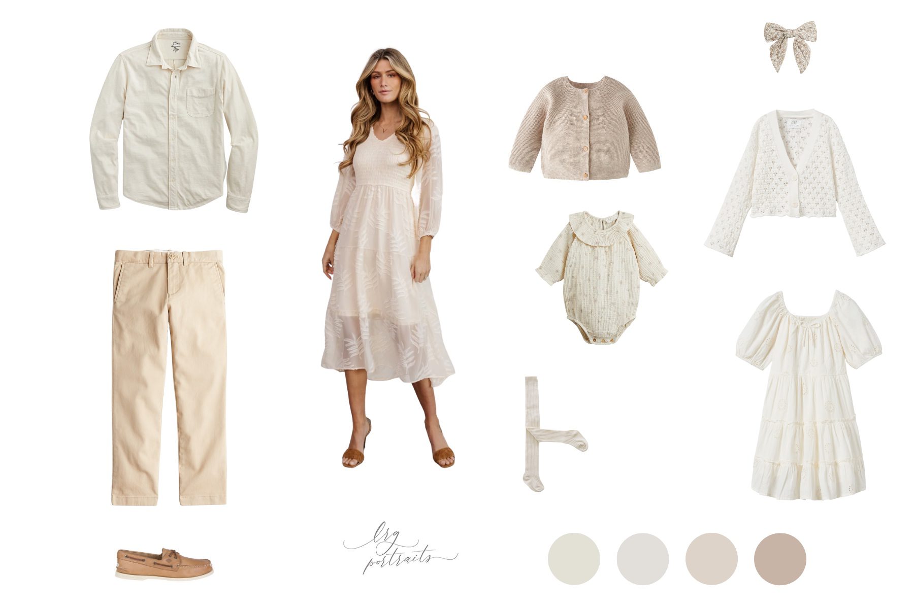 what to wear for your family session with creams and neutral tones with LRG Portraits.